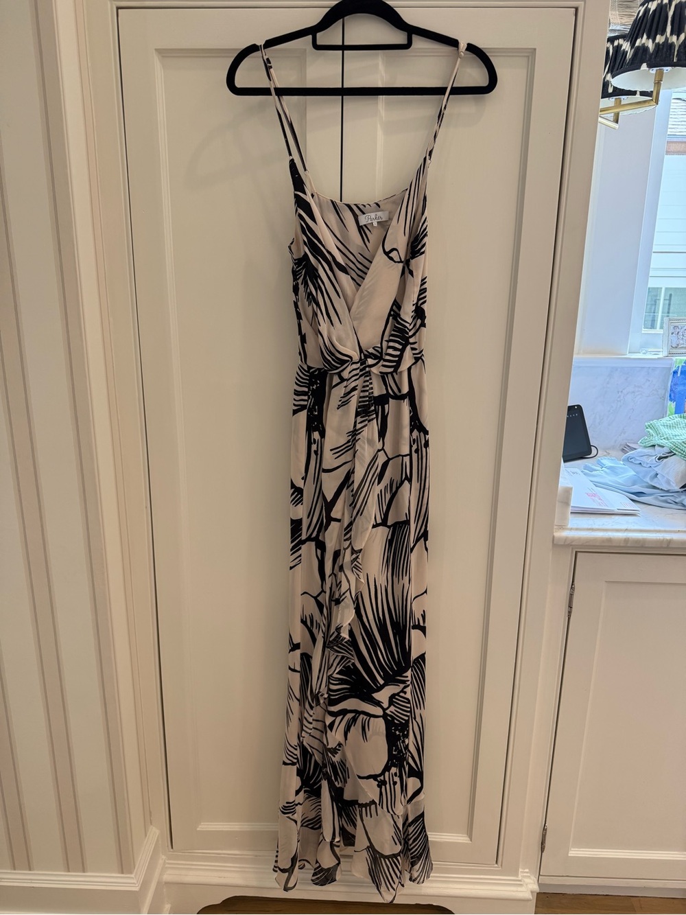Parker Black & White Floral-Print Maxi Dress